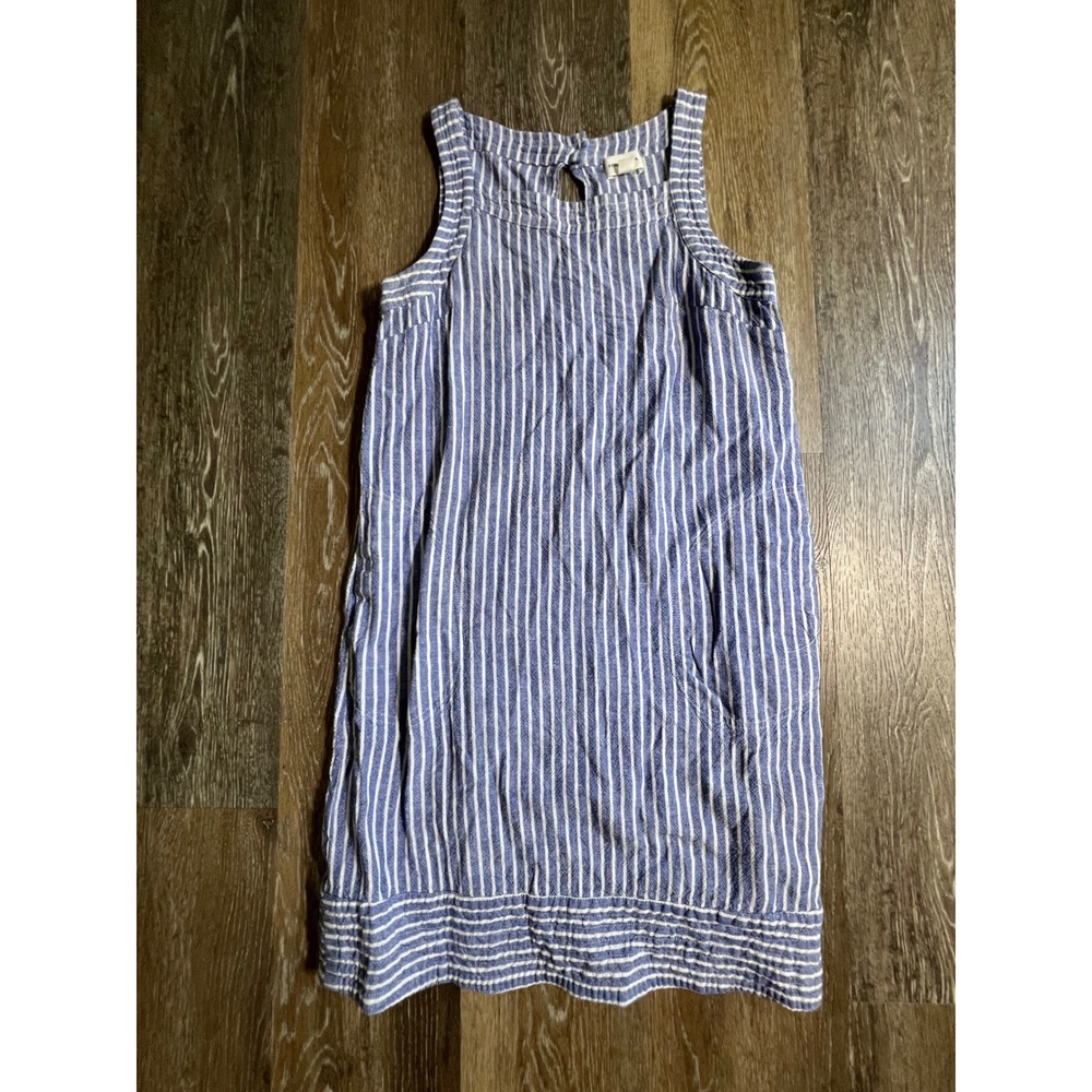 Forcynthia Striped Shift Dress Womens Medium Blue White Excellent Side Buttonsβ